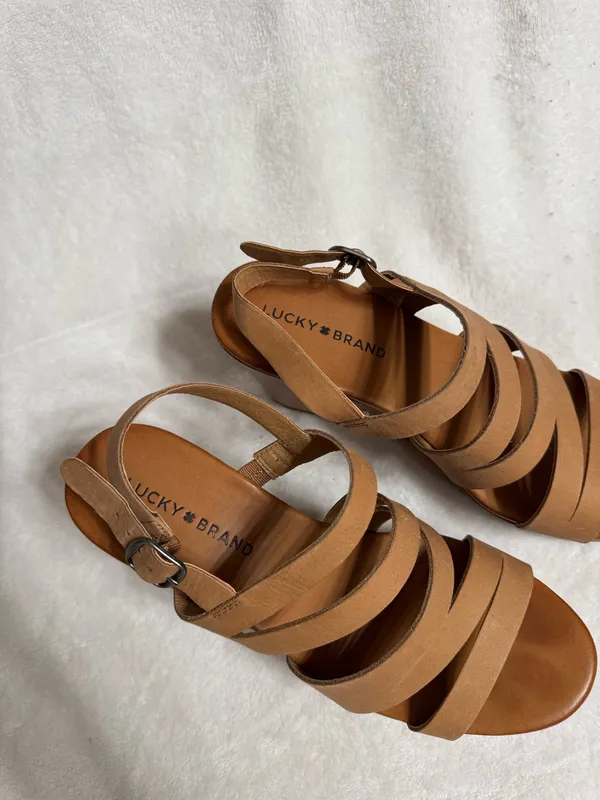 Lucky Brand Women's Marinaa Wedge Sandals tan Leather - Size 8 - Image 2