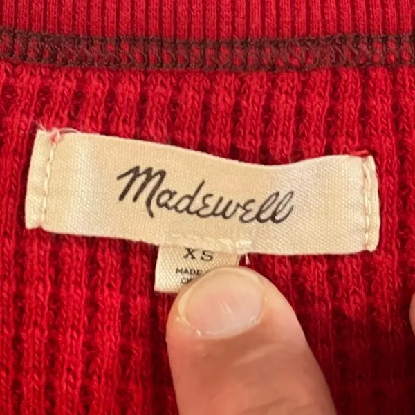 Madewell Women’s Long Sleeve Waffle Knit Henley Style Neckline Top - Image 8