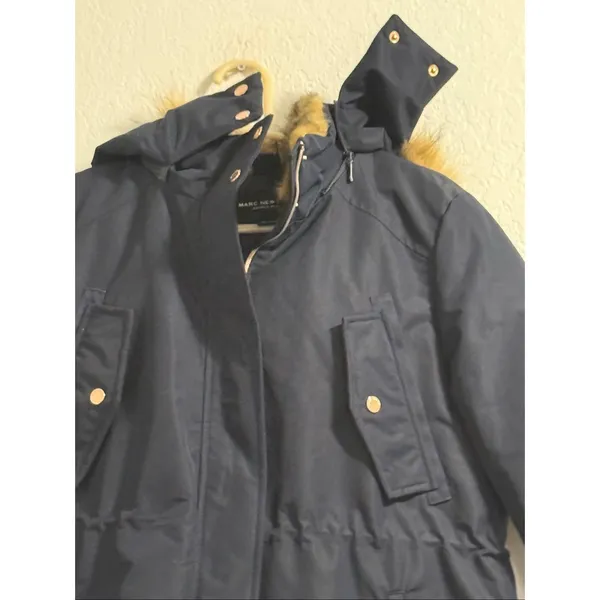 MARC NEW YORK FAUX FUR DRAWSTING WAIST HOODED WINTER JACKET Size L - Image 3
