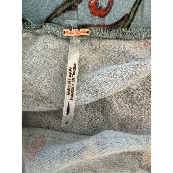 Free People Blue Floral High Slit Stretchy Maxi Skirt Size Small - Image 7
