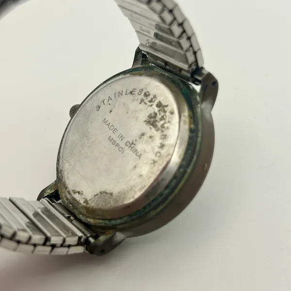 Silver Tone White Dial Stainless Steel Watch Expansion Band Working - Image 7