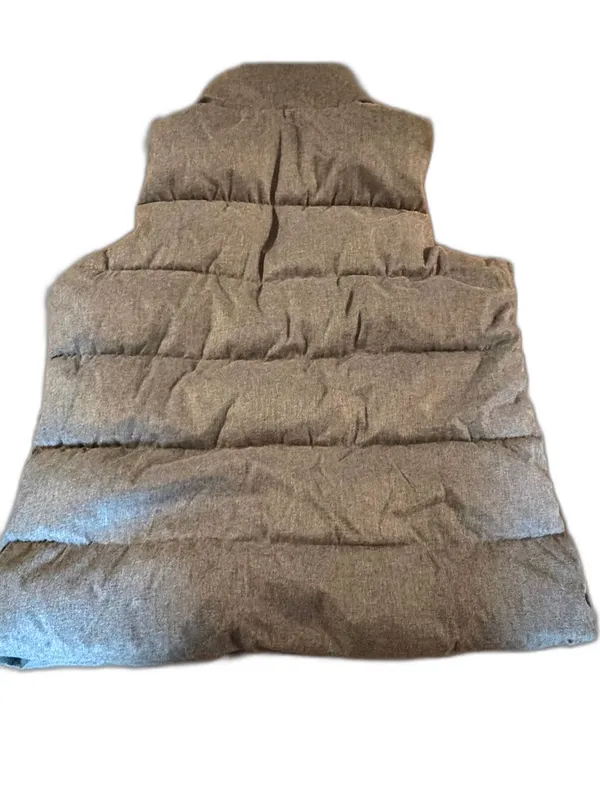 Old Navy Women’s Large Gray Quilted Puffer Vest Fleece Lined Collar Full Zip - Image 2