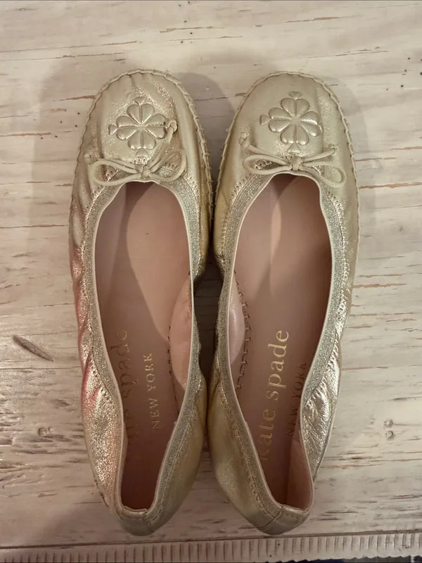 Kate Spade Clubhouse Leather Espadrille Flats in gold - Image 11