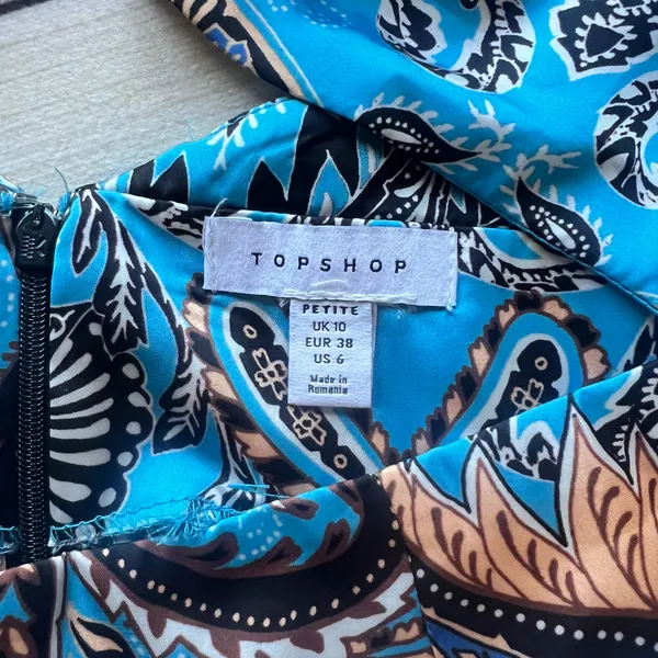 TopShop Blue Paisley Silky Cutout Halter Maxi Dress - Image 5