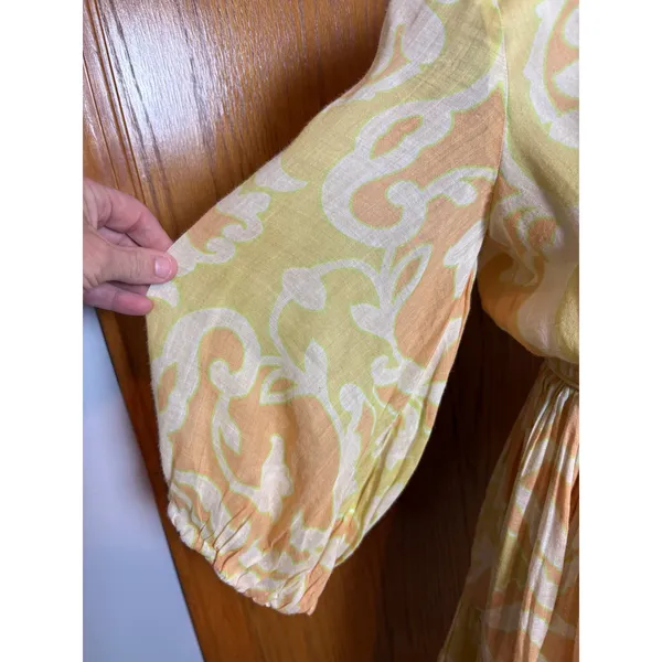 Alexis Capri Yellow Orange Abstract V-Neck Mini Dress $598 flowy coquette XS - Image 8