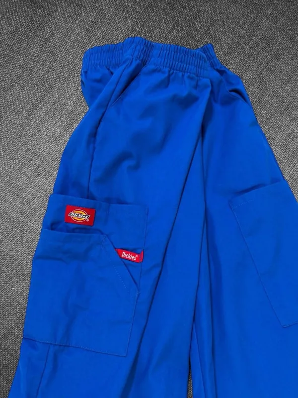 Dickies Medical Royal Blue Scrub Pants Elastic Waist Cargo Uniform Medium - Image 5
