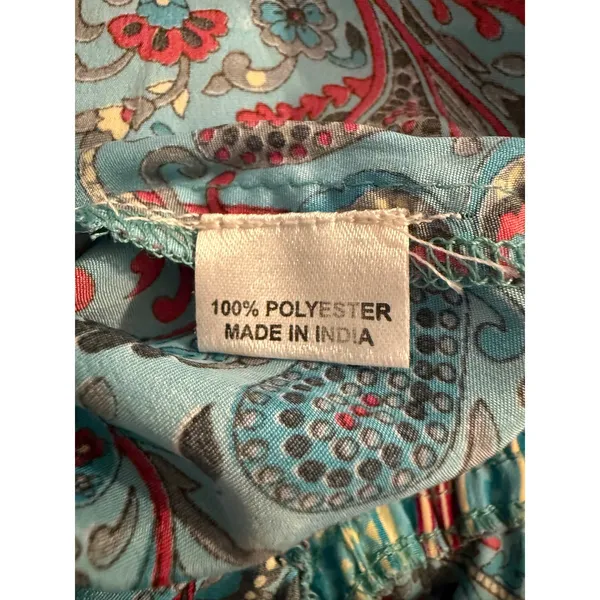 IndiaBoutique Sari Short Dress Coverup Paisley Turquoise Red OneSize boho resort - Image 8