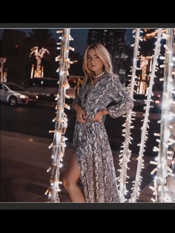 Zara Gray Snake-Print Maxi Dress - Image 7
