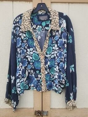 Anthropologie Silky Pajama Mixed Printed Top - Image 5