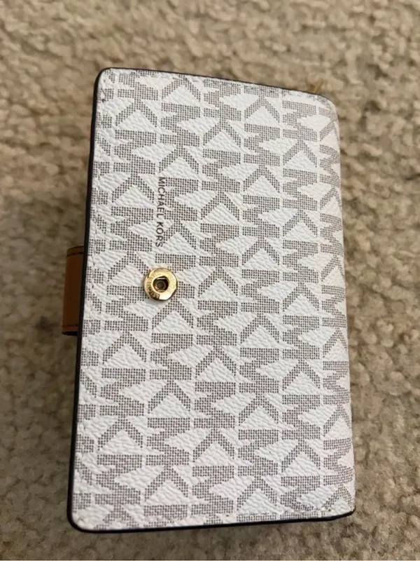 Michael Kors Brown and White Monogram Wallet - Image 4