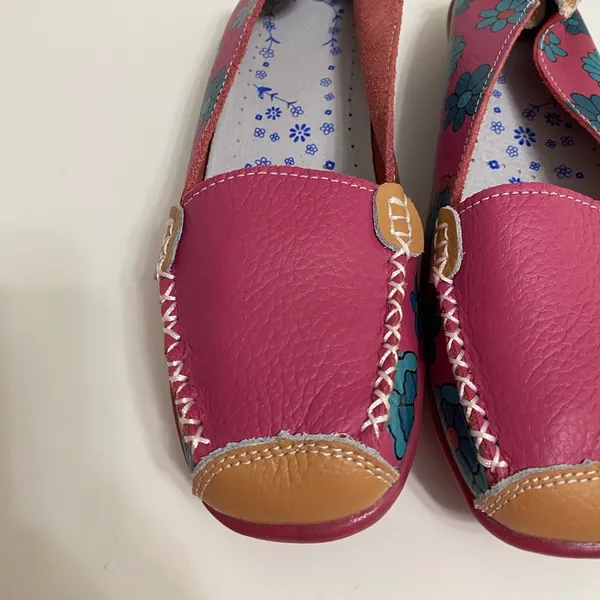 REMOTE CONTROL RUBBER SOLE SHOES PINK FLORAL PATTERN SIZE 8 LEATHER - Image 2