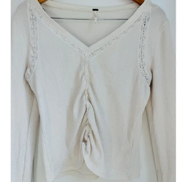Free People Wear Me Out Thermal Mesh Lace Cuff Sleeve Top Medium Cottagecore‎ - Image 7