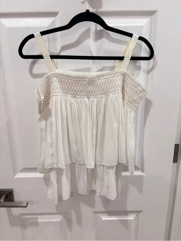 Ramy Brook cream tiered camisole size medium - Image 4