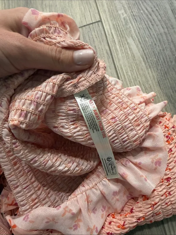 Anthropologie Smocked Ruffle Cami & Short/Brief Set - Pink Floral size small - Image 10
