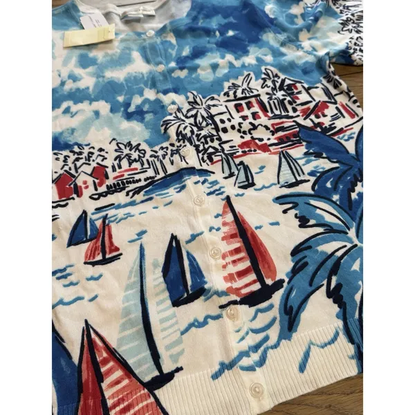 NWT Christopher & Banks Women Size Medium Mediterranean Coast Village Cardigan - Image 12