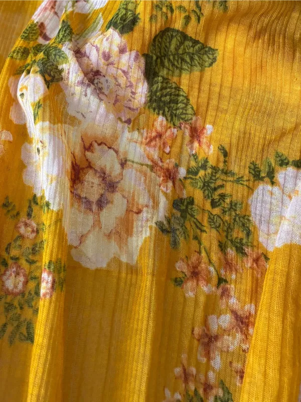 Free People Boho Mirage Yellow Floral Print Hi-Low Tunic Top S - Image 13
