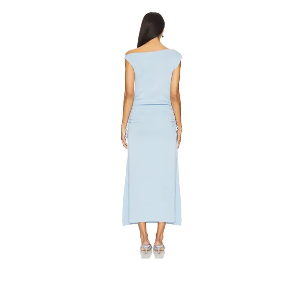 Lioness Original Sin Dress Baby Blue Ribbed One Shoulder Slit Midi Dress Small - Image 2