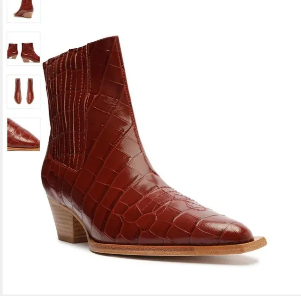 Schutz BRIANI CROCODILE EMBOSSED LEATHER BOOTIE - Image 2