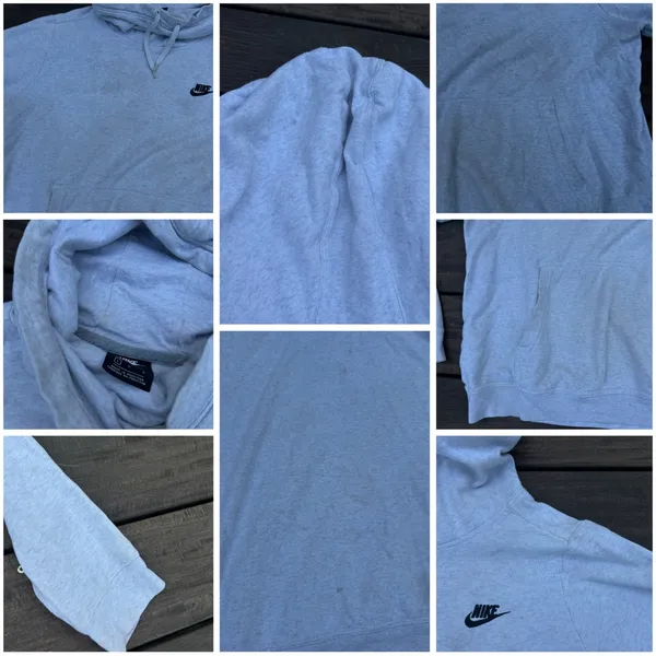 Nike Grey Hoodie w/ Black Embroidered Logo and High Neck - Image 6