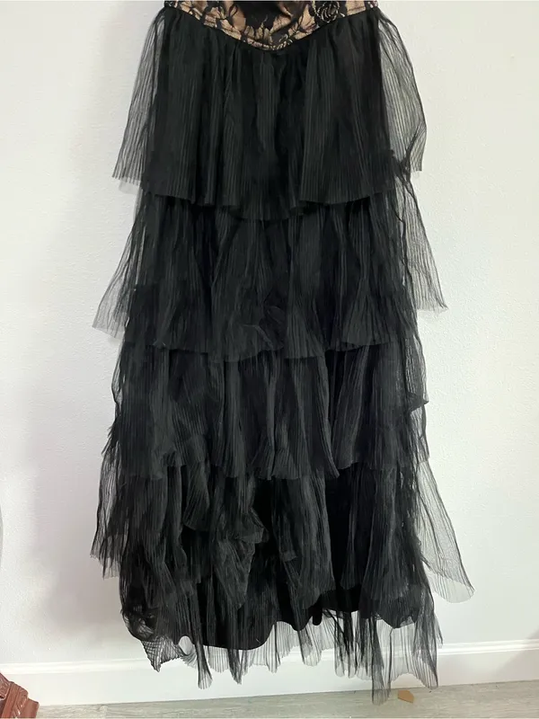 Lulus Sensational Darling Black Lace Tulle Tiered Strapless Maxi Dress - Image 6