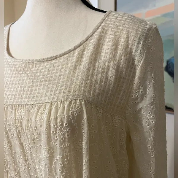 Free People Gemma Eyelet Lace Midi Dress XS Cream Cottage Core Prairie Romantic - Image 7