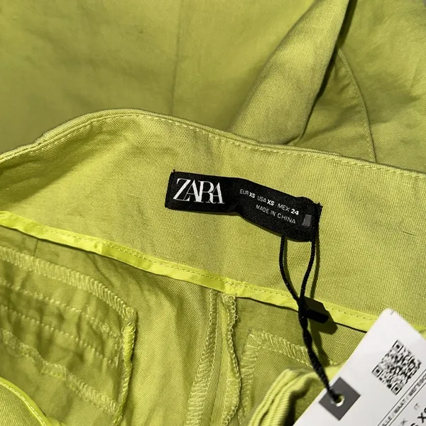 NWT ZARA Lime Green Cotton / Linen Blend Wide Leg Trouser Bloggers Fav XS - Image 7