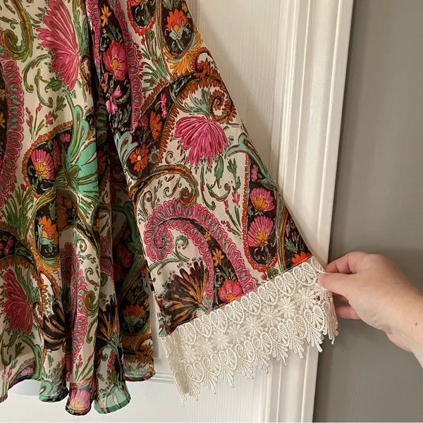 Show Me Your Mumu Mal Top Pink Green Paisley Womens Size Small Long‎ Sleeve NEW - Image 12
