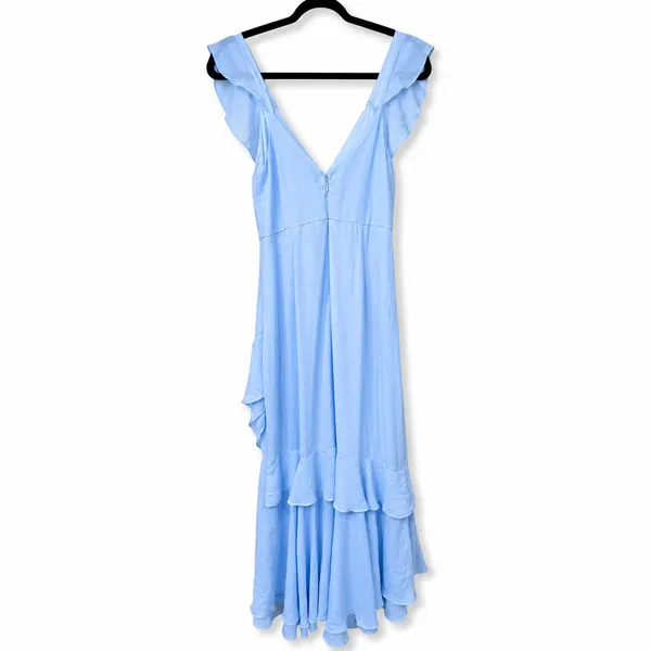 NEW Lulus Charming Event Light Blue Asymmetrical Ruffled Maxi Dress Medium - Image 7