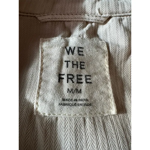 Free People Perry Military Duster Trench Coat in French Oat Grunge Denim Medium - Image 11