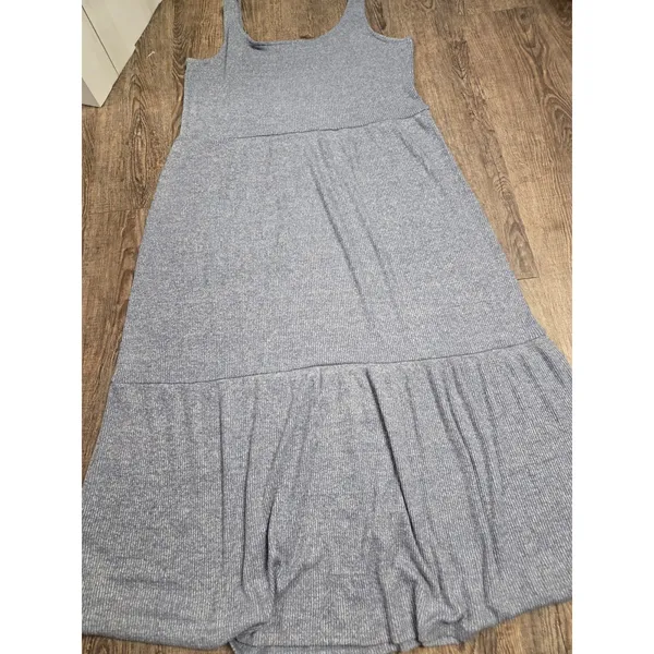 Daily Ritual Ribbed Sleeveless Maxi Dress Blue/Gray SUPER SOFT Size Large - Image 5