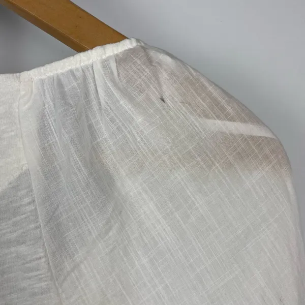 Anthropologie Ivory White Long Puff Sleeve‎ Multimedia Romantic Blouse - Image 8