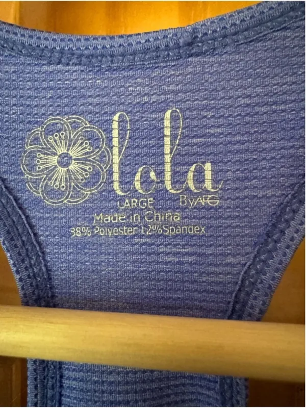 lola Lightweight Periwinkle Blue Textured Racerback Athletic Tank Top size large - Image 4