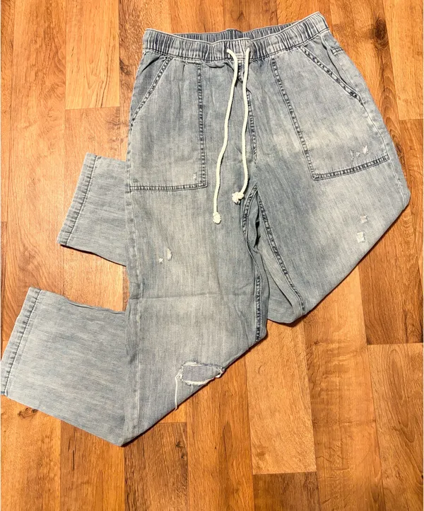 Aerie Light Wash Drawstring Pants - Image 4
