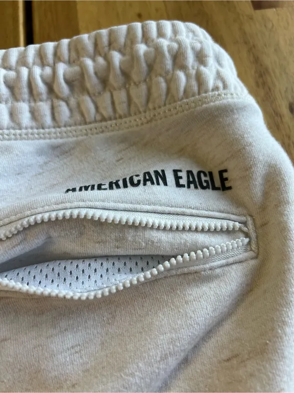 American Eagle Jogger Sweatpants Women’s Medium Cream Zip Pocket Lounge Pants - Image 8