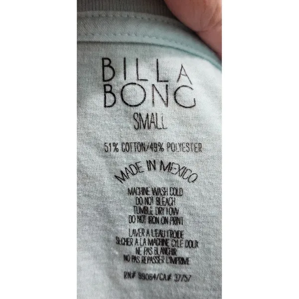 Billabong San Diego California Bear Graphic Crop T-Shirt Mint Coastal Surf Small - Image 3