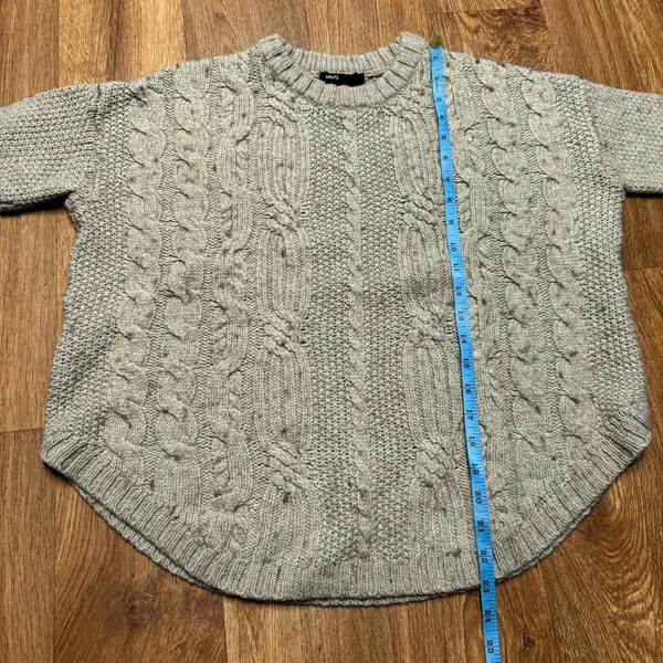 MNG Mango Mock Neck Tan Wool Blend Cable Knit Sweater Womens Size XS Oversized - Image 8