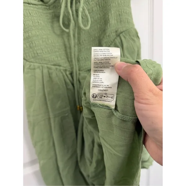 Free People Perfect Day Cotton Mini Dress Womens Medium Olive Green Deep V Neck - Image 7