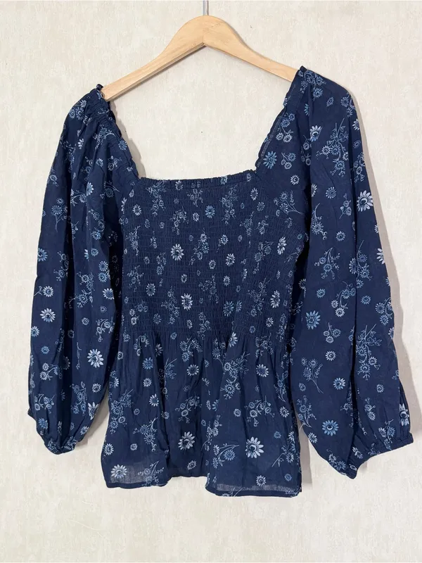 Madewell Women’s Lucie Smocked Peplum Top Square Neck in Floral Print 8 - Image 3