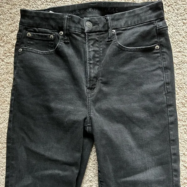 American Eagle Outfitters Black Skinny Jeans with Distressed Knees - Image 2