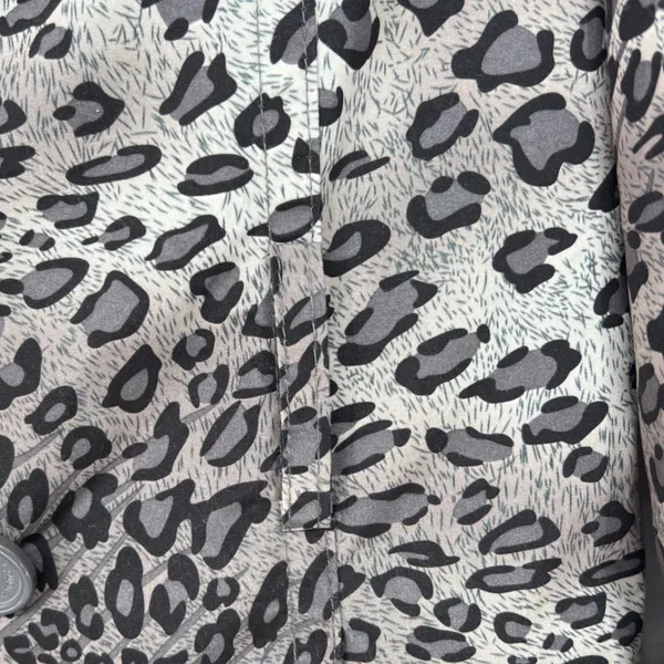 Anthropologie Joujou Gray Leopard Trench Short Double Breasted Jacket Large‎ EUC - Image 8