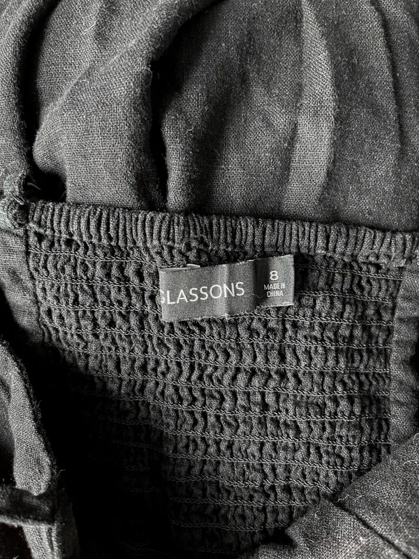 Glassons Black Jumpsuit Linen Straight Across Neck - Image 4