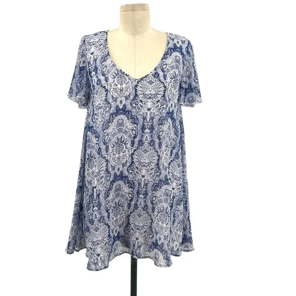Show Me Your‎ Mumu Kylie Babydoll Mini Dress Teacup Blue White Size Small - Image 3