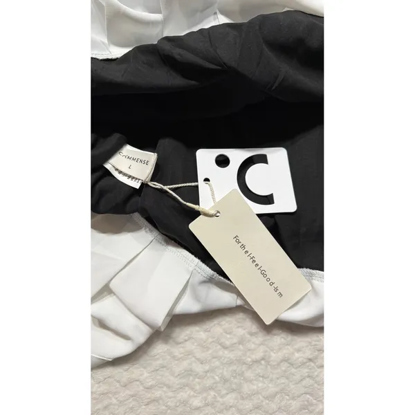 Commense Black White Pleated Hem Colorblock Mini Dress OA240308056 NWT Size L - Image 4