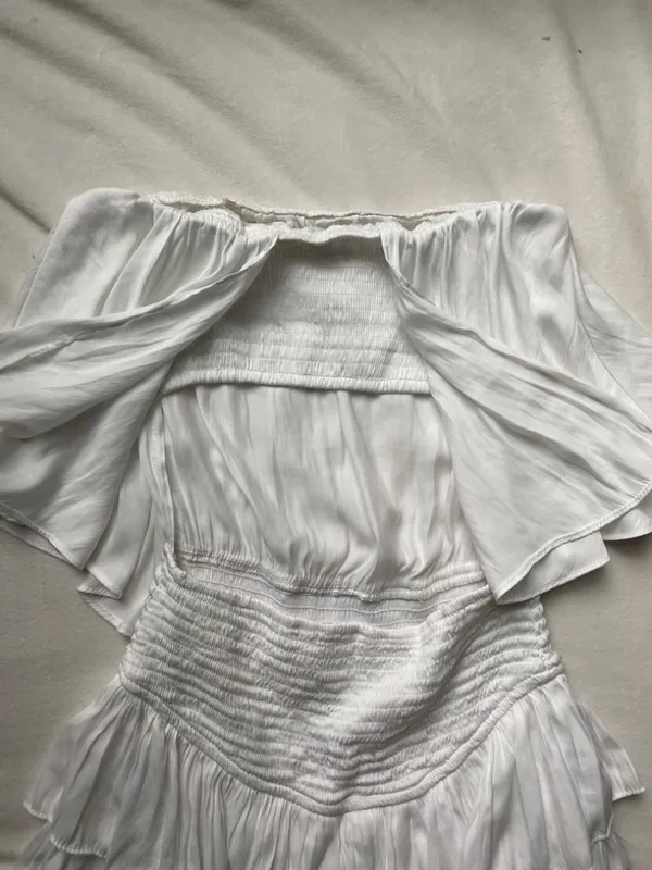 White ruffle preppy mini dress - Image 9
