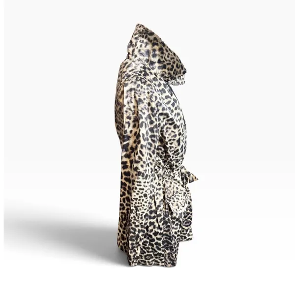 Dana Buchman Leopard Print Hooded Utility Jacket Tan Black Size M Rainjacket - Image 4