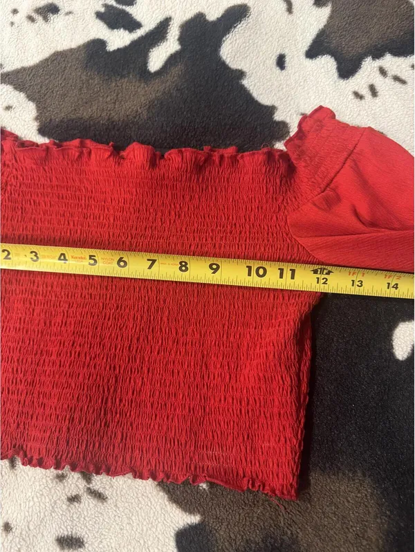 Women's Sexy Red Off-the-Shoulder Crop Top Size S - Image 5