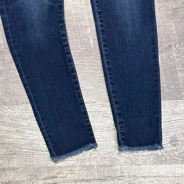 American Eagle AEO Dark Wash Jegging Jeans Womens 0 Reg High Rise Ripped Raw Hem - Image 3