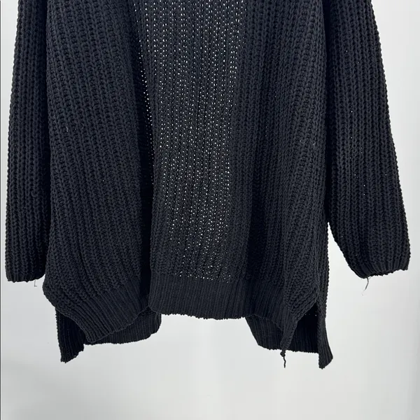 POL Black Open-Knit Women's Cardigan M oversized neutral capsule open front - Image 4