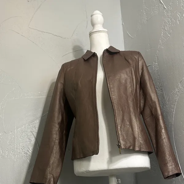 Outfit JP Metallic Brown Leather Jacket with Sheen – Size S - Image 8