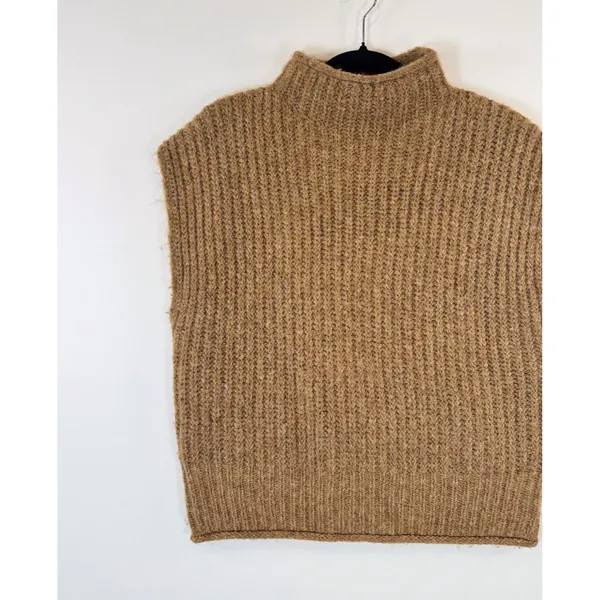NWT Madewell Womens Vest Brown Stimpson Sweater Wool Knit Ribbed Pullover Medium - Image 6